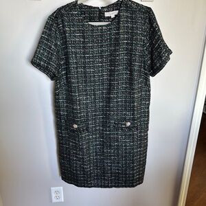 LOFT Gold and Green Sheath Mini Dress